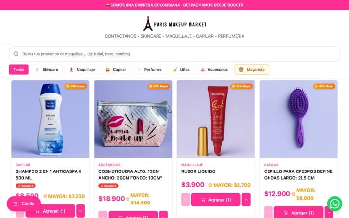 Pantalla de Paris Makeup Market
